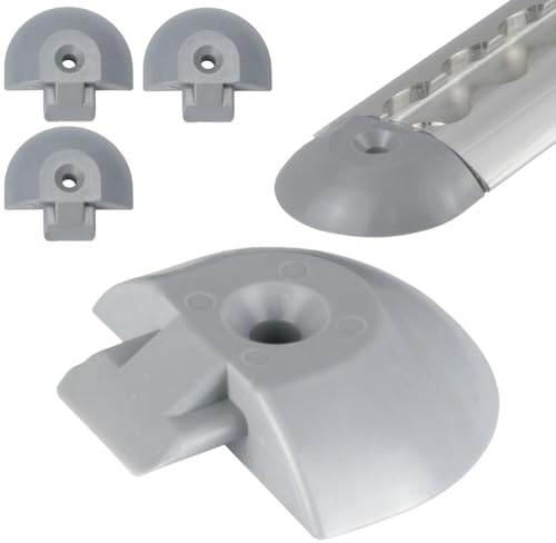 Safetytex Endkappen Zurrschienen halbrund 50 mm Kunststoff grau 4 Stück | Einsteckkappe, runde Form, langlebig, sicherer Transport, Schutzabdeckung, passgenau, robust