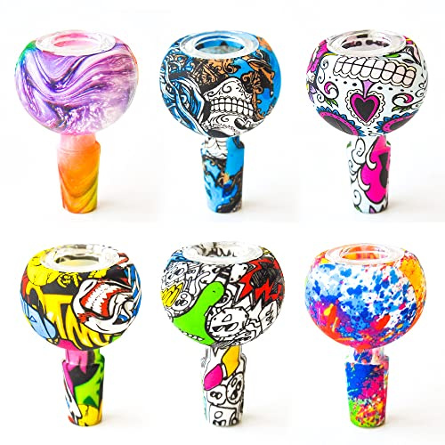 14mm Male Silicone Bowl for Glass Bongs,Smoking Water Bong Bowl(2PCS)，Color Random