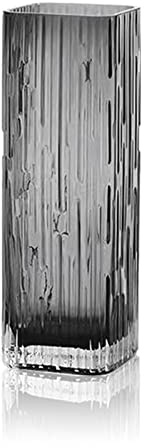 Rxcvkmw Vase carré Moderne Minimaliste en Verre, Vase en Verre Cristal, Vase Sec, Vase Sec (Gris)