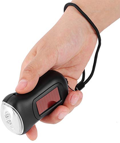Lampe de Poche Solaire, Lampe de Poche Dynamo Rechargeable D'urgence 3 W pour L'extérieur et Le Camping