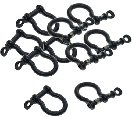 Baoblaze 10Pcs Buckles Bow Shackle Keychain Fasteners Heavy Duty DIY Bow Shape Load Clamp Chain Shackle for Pendants Handbag, black