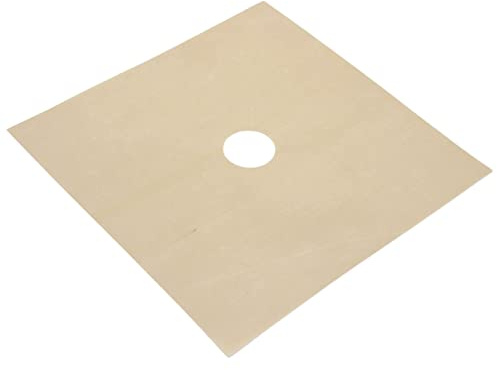 Gasherdschutz 4 Stück Ptfe Kunstharz Schutzfolien für Gaskochfelder | Beige, mit Vorgestanzter Mittelöffnung, Leicht zu Reinigen, Wiederverwendbar