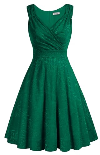 Vestido Vintage para Mujeres sin Mangas Cuello V de Fiesta Cóctel Rockabilly Clásico Cl645-12 L