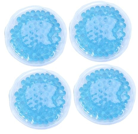 SOLUSTRE 4 Stück Packung Kalt Und Warmkompressen Rund 8cm Wiederverwendbare Gelpads Für Brust Und Physiotherapie Blau Hochwirksame Schmerztherapie Geeignet Für Stillzeit Und Schwellungen