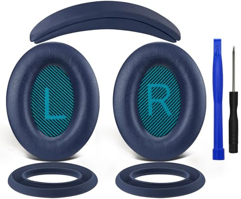 SOULWIT Replacement Kit for Bose QuietComfort 25 (QC25), Ear Pads Cushions + Headband + Earpads Cover - Navy Blue