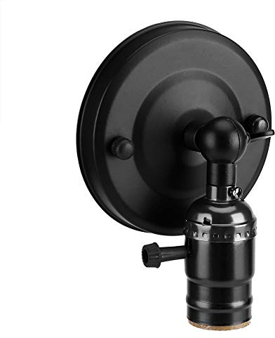 Applique Murale de Style Vintage avec Interrupteur, Support de Lampe E27 pour Usage Domestique et Décoration 220 V (BLACK)