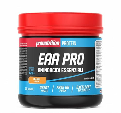 Pronutrition EAA PRO Aminoacidi Essenziali 420g Gusto Melone - Integratore alimentare a base di aminoacidi essenziali e di vitamin B1 e B6.