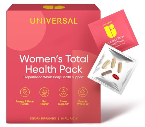 Women's Total Health Daily Vitamin Packs - All in One Multivitamin for Women, Essential Vitamins & Minerals for Energy, Stress, Digestion & Gut Health, Female Wellness Supplement, 30 Packets
