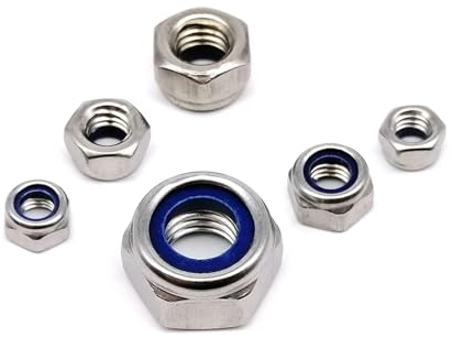 Aqxypas M4 M5 M6 M8 M10 M12 M14 M16 304 A2 Edelstahl Rückwärtsdrehung Linksgewinde Sechskant Nyloneinsatz selbstsichernde Mutter Nylock-Kontermutter (Size : 5pcs M10)