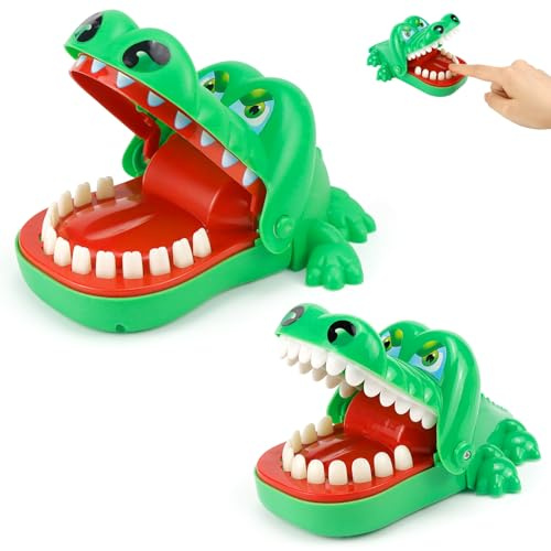 Raxfekro 2 Stück Krokodilzähne Spielzeug, Krokodil Spiel Zähne für Kinder, Zahn krokodil Spiel für Geistige Fähigkeiten, Spaß Krokodil Mund Finger beißen, Partyspiele, für Jungen und Mädchen