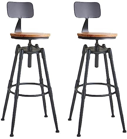 Barstuhl Tresenhocker Drehbarer Barhocker, Industrieller Eisen-Barstuhl, Bauernhaus-Küchen-Esszimmerstuhl, Massivholz, Küchenthekenhöhe Bistrohocker Designer Hocker ( Color : B , Size : Sitting Height