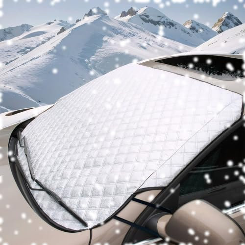 TIYCNIY Car Windshield Cover,Windscreen Covers Frost, Heavy Duty Thickened Foldable Protective Snow Cover, Ice Frost Sun UV Dust Water Resistant, Fit for Cars SUVs in all Weather