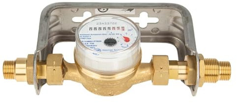 Einstrahlzähler ETK Kombi-Set (Kaltwasser) bis 30 Grad Länge 110 mm, inkl. Bügel 1/2 Zoll Edelstahl