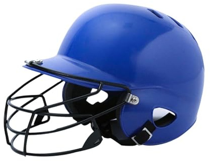 perfk Casco da Taglio da Baseball Casco Softball Casco Comodo Shock per i Bambini con Maschera per Il Viso per la Partita di Allenamento all'aperto, Blu