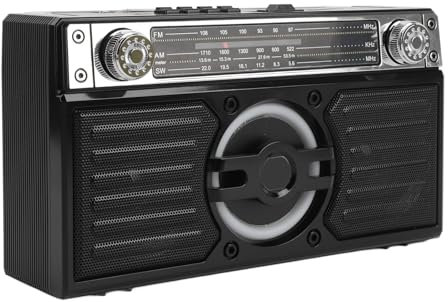 Cassette Player Recorder with Bluetooth Transmitter, with Big Speaker, Retro AM FM SW Radio Stereo Tape Player with Headphone Jack, Microphone Jack, Multi Band (Gold) (Black)