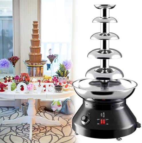GESAIDES Fuente de Chocolate, Máquina Eléctrica de Acero Inoxidable Práctica y Duradera, Elegante para Restaurantes, Fiestas en Casa.,5tiers-Black