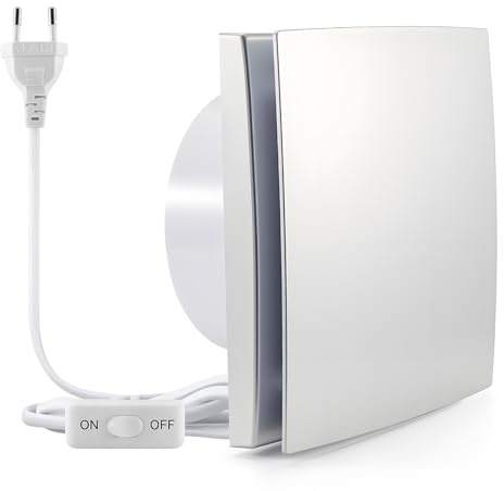 GROWNEER Badlüfter mit Rückstauklappe, Wandmontiert, 60 CFM (102 m³/h), 36 dB für Badezimmer, Waschküche, Schlafzimmer, Büro, mit Langem Kabel und Ein-/Ausschalter