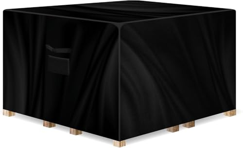 Gracious Garden Furniture Covers Waterproof Square, 250x250x90cm | Rip-resistant Oxford fabric with PVC lining, UV protection, air vents, 4 buckle straps, drawstring, handles and storage bag.
