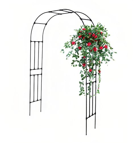 Arche de jardin pour plantes grimpantes, treillage noir, 1,2 x 2,4 m, décoration de mariage, support de rose, arches de jardin pour aménagement paysager extérieur, 1,2 à 3,2 m de largeur