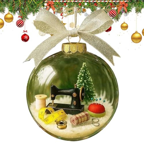 Palla Di Natale Con Globo Di Neve - Globo Di Neve Stagionale Trasparente A Macchina Da Cucire - Decorazione Stagionale Natalizia per Casa Balcone Sartoria Ufficio Giardino