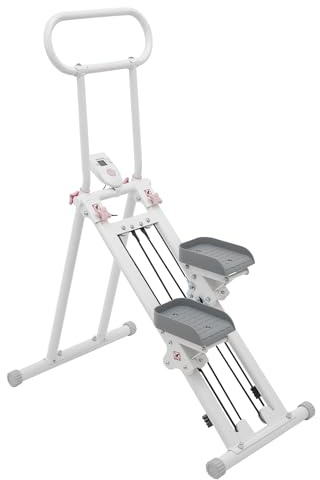 【2025 NEU】 Vertikale Klettermaschine Treppensteiger | Faltbarer Heimtrainer mit 136kg Tragkraft | Großes verstellbares Pedal & LCD-Display | Für Ganzkörpertraining & Cardio (Weiß)