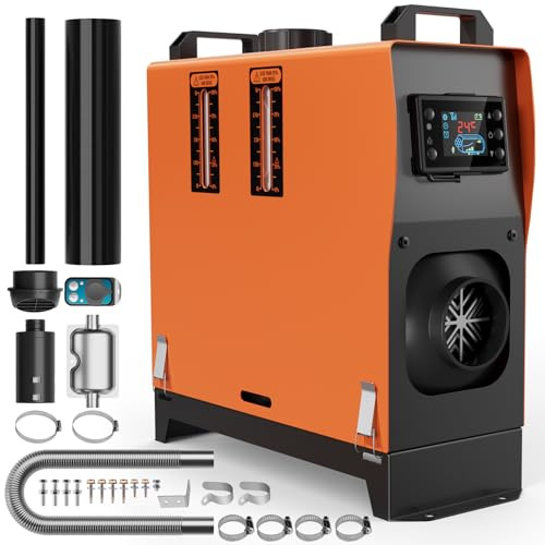 QUKFGCLGM Chauffage Diesel 8 KW, Chauffage à air Diesel Tout-en-Un 12 V avec télécommande et écran LCD, Portable pour Coffre de Voiture, Garage, Camping-Car