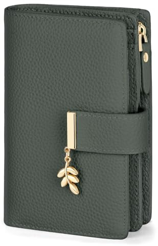 LUROON Portefeuille Femme Cuir, Petit Porte Monnaie Femme RFID Blocage Portefeuille Femme Petit Format avec Grand Compartiment à Monnaie Zippé