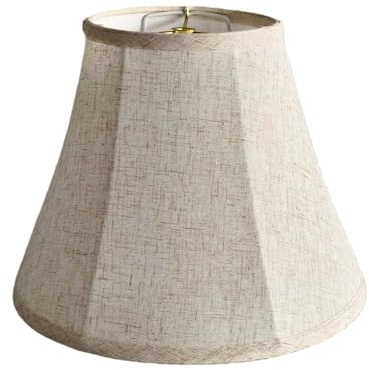zlamxf Bell Lamp Shades, 6.7 x 13 x 9.5 Replacement Lampshades for Table & Floor Lamp, Natural Linen Hand Crafted Lamp Shades for Bedroom, Living Room (Linen, Meduim Bell-1 Pack)