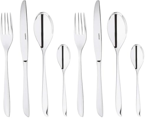 Sambonet 52163-81 Leaf - Set di Posate da Tavola monoblocco in acciaio inox 18/10, per 6 persone, 24 pezzi: 6 forchette, 6 cucchiai, 6 coltelli, 6 cucchiaini da tè (Confezione da 2)