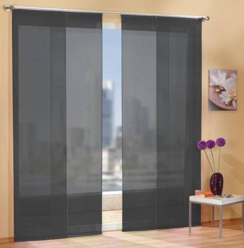 Gardinen Set, 2 x Flächenvorhang Schiebegardine mit Zubehör, 245x60, Schwarz, 2 x Flächenvorhang Schiebegardine mit Zubehör, 245x60, Schwarz, 8558985589