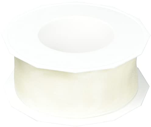 Präsent Four Seasons transparentes Band mit Drahtkante créme, 25 m einfarbiges Stoffband, 40 mm Breite, leicht biegsames Schleifenband zum Dekorieren & Basteln, für besondere Anlässe