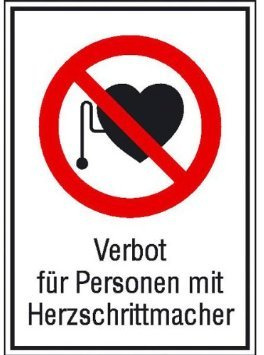 Indigos UG Aufkleber Verbot für Personen mit Herzschrittmacher Verbotsschild - 13,1x18,5 cm - selbstklebender Sicherheits Aufkleber für Tür oder Wand - Warnschild für Gebäude, Hotel, Büro, Firma