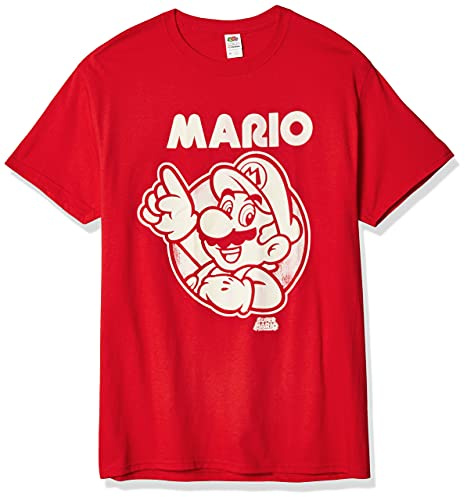 Nintendo herr So Mario T-shirt, röd/utflykt, enfärgad (Getaway Solids), XXL