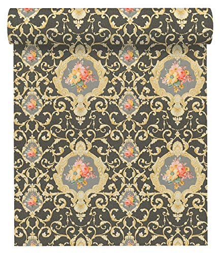 A.S. Création Vliestapete Chateau 5 Tapete mit Ornamenten barock 10,05 m x 0,53 m bunt metallic schwarz Made in Germany 343916 34391-6