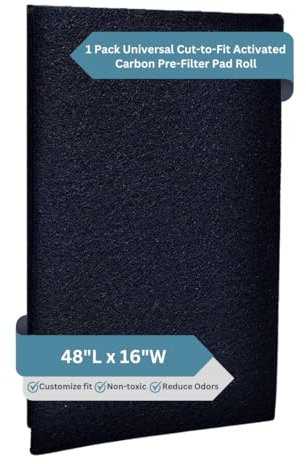 Fresh Headquarters Cut‑to‑Fit Carbon Pad Pre‑Filter Roll – Universal Activated Carbon Sheet for Air Purifier, Furnace, AC, Range Hood, 3D Printer & More Odor/VOC Control