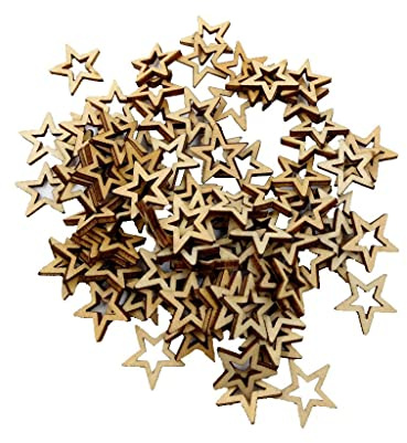 Sharplace Holz Scheiben Tischdekoration Birken-Sterne Deko Dekosterne Stern Streuteile Basteln Weihnachtssterne, Natürliche Farbe, 20mm 100pcs