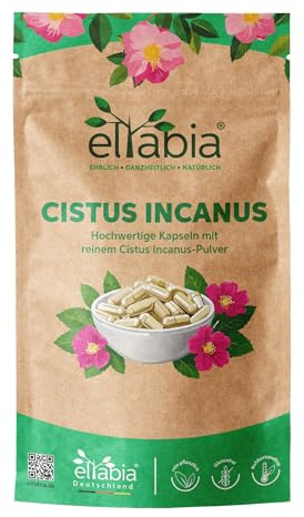 Cistus Incanus Kapseln 200 Stück | Hochdosiert 1200mg Tagesdosis | Zistrosen-Kapseln Vegan | 100% reines Zistrosenkraut ohne Zusätze eltabia bio acerola pulver