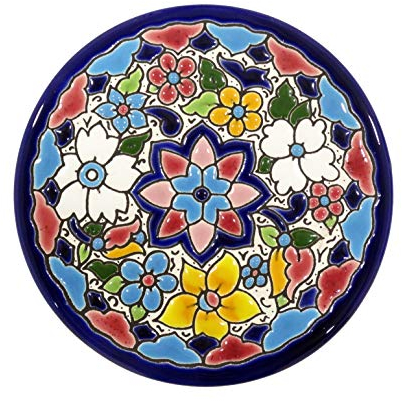 Platos Decorativos para Pared, Pintados a Mano con la técnica de la Cuerda Seca. Cerámica Andaluza 11 CM Grabado y Cerámica Española.51103