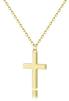 Tewiky Valentine Christian Gift Cross Necklace for women-14k Gold Plated/Silver Plated Pendant Necklaces Cute religious Trendy Necklace Baptism Jewelry for Women