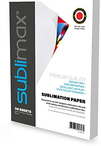 SUBLIMAX Sublimation Paper 8.5x14 (110 Sheets) INSTANT DRY - NO SMUDGE - Compatible for use with Sawgrass SG500 & SG400 printer - Ideal for MUGS, TUMBLERS and CHROMALUXE