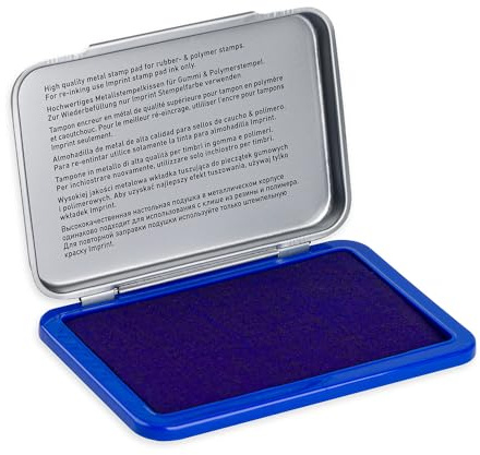 Imprint 9071M handstämpeldyna för vardagsbehov hemma och på kontoret – 1 stämpelkudde blå, robust metalllock, vattenbaserat bläck, storlek 9 x 5 cm, perfekt för handstämplar