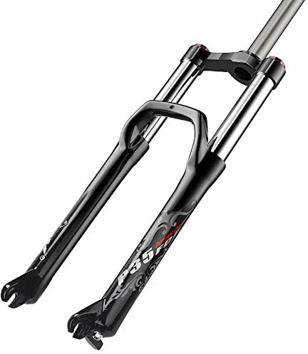 ZFF Öl Federgabel Ultraleicht Fahrrad Fette Gabel 20 Zoll Für 4,0 Reifen 1-1/8 Scheibenbremse Schnellspanner 9mm Federweg 100 Mm Manuelle Sperre Schnee Strand XC MTB Schwarz
