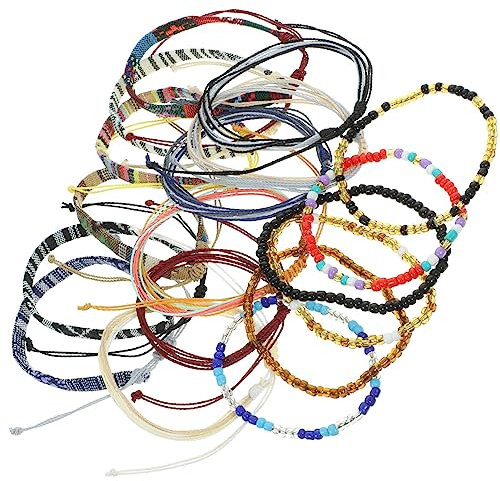 Tobillera Tejida Bohemia Cuentas de Colores, 18 Piezas