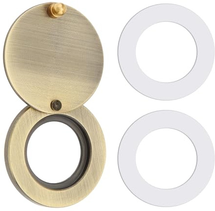 HOJLKLD Peephole Cover, Solid Brass Privacy Door Viewer Cover with Double-Sided Self-Adhesive Tape for 5/8 inch Diameter Door Peephole (1, Antique Bronze)