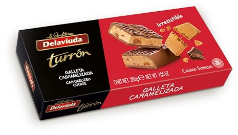 Delaviuda, Turrón de Chocolate con Leche y Galleta Caramelizada, Praliné Cremoso, Dulce Navideño, 200 Gramos