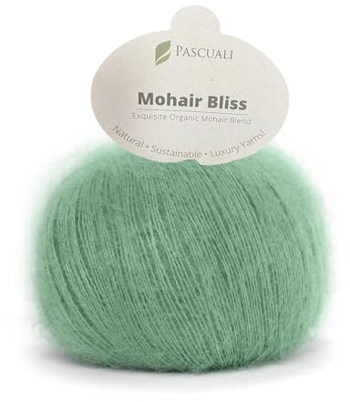 PASCUALI | Mohair Bliss |Strickwolle aus 60% Mohairwolle (Kid Mohair) 40% Seide Wolle Mohairgarn zum Stricken und Häkeln, 1 Knäuel - 25g - Farbe:Agave 805