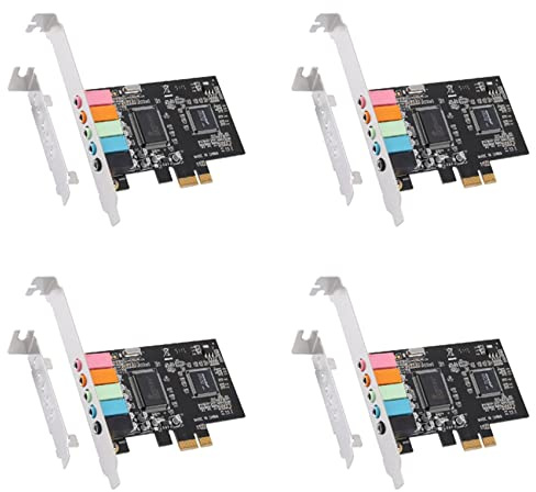Niniang 4X Tarjeta de sonido PCIe 5.1, Tarjeta Surround PCI Express Audio Estéreo 3D con Alto Rendimiento Sonido Tarjeta de Sonido PC Chip CMI8738