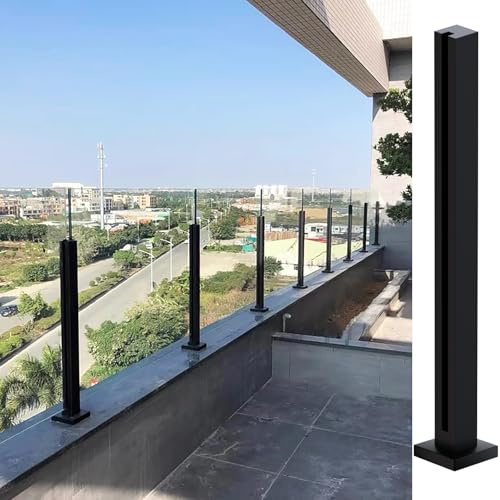 Cvter GlasGeländerpfosten, 65 cm – Glasklemme aus Edelstahl für 0,8–1,2 cm dickes, Balkongeländer glas für Stufen, Garten, Terrasse, Treppe, Schwarz