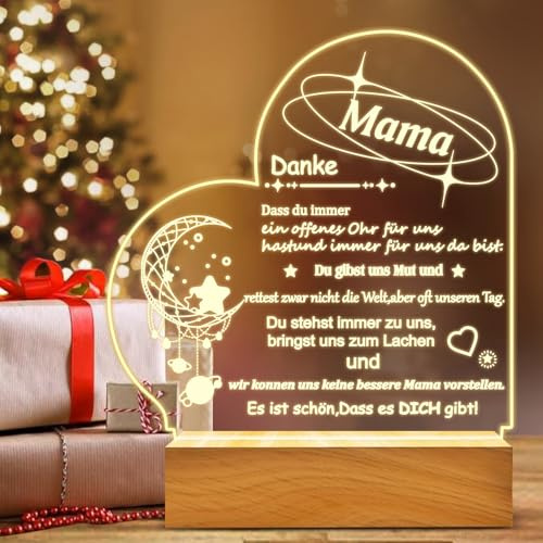 DJLLA Geschenke für Mama Geburtstagsgeschenk Muttertagsgeschenk für Mama Nachtlicht mit Warmweißes Licht Lampe Weihnachtsgeschenke Beste Geschenk