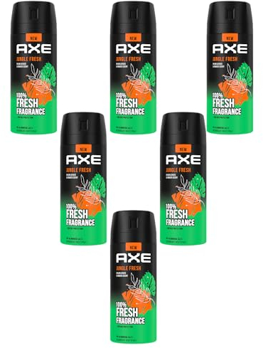 6x Axe Bodyspray Jungle Fresh Deo ohne Aluminium sorgt 48 Stunden lang für effektiven Schutz vor Körpergeruch 150 ml